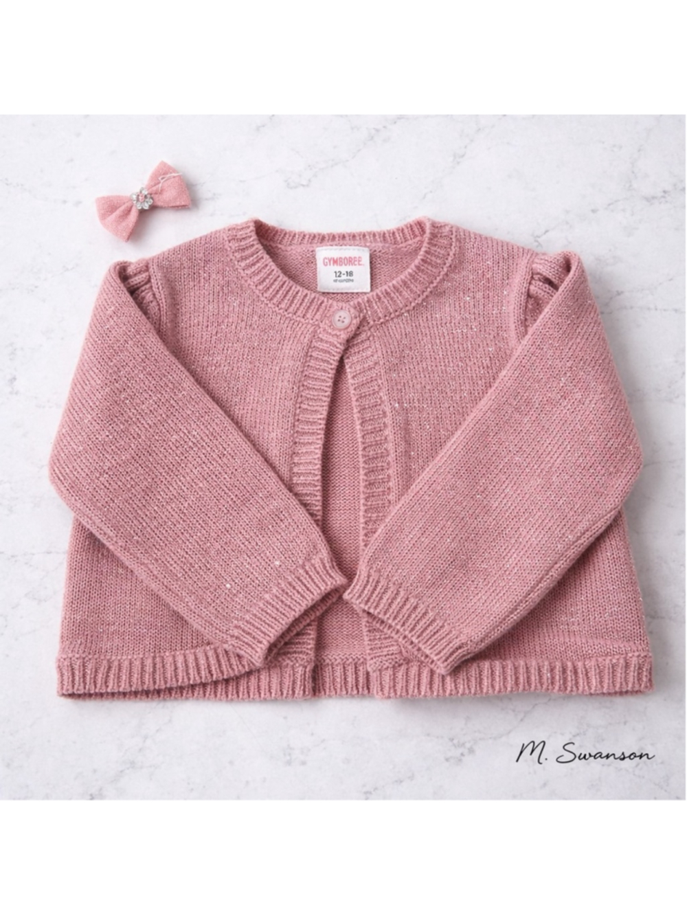 Gymboree Sparkle Knit Toddler Pink Cardigan Sweater Size 12-18M EUC